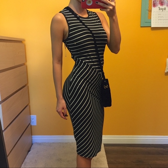 striped midi dress bodycon